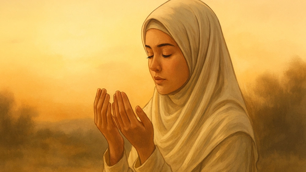 Ilustrasi Berdoa Seorang Muslimah. [Copilot Ftnews]